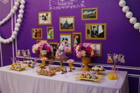 紫色系主题婚礼甜品桌