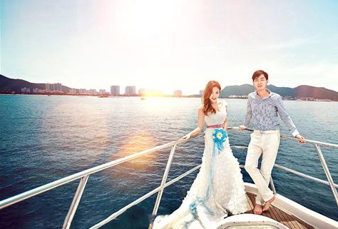 和逗比老公面朝大海，拍了套婚纱照！